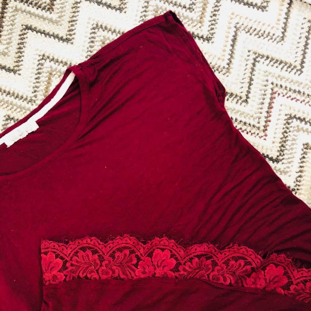 Maroon shirt with lace detailing